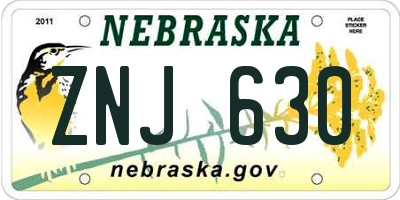 NE license plate ZNJ630