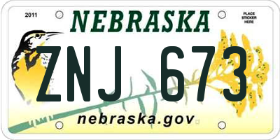 NE license plate ZNJ673