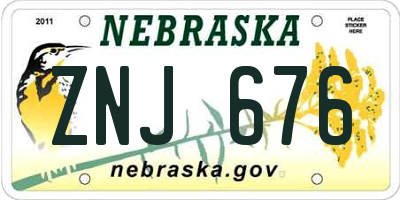 NE license plate ZNJ676