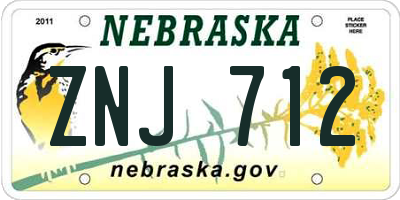 NE license plate ZNJ712