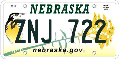 NE license plate ZNJ722