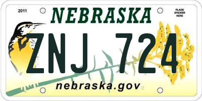 NE license plate ZNJ724