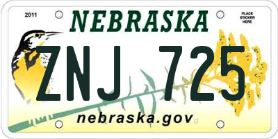 NE license plate ZNJ725