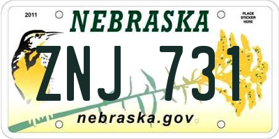 NE license plate ZNJ731