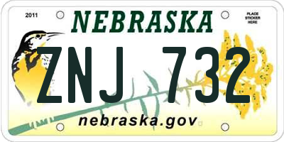 NE license plate ZNJ732