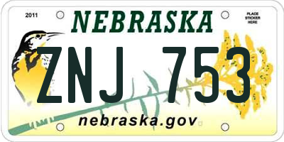 NE license plate ZNJ753