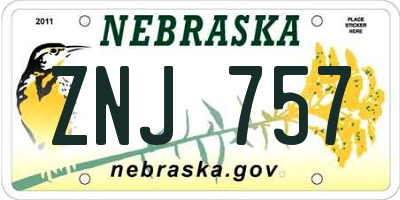 NE license plate ZNJ757
