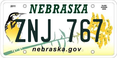 NE license plate ZNJ767