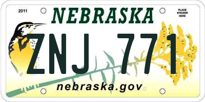NE license plate ZNJ771