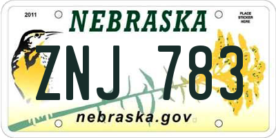 NE license plate ZNJ783