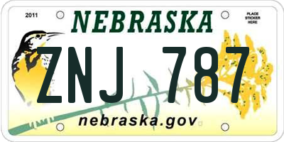 NE license plate ZNJ787