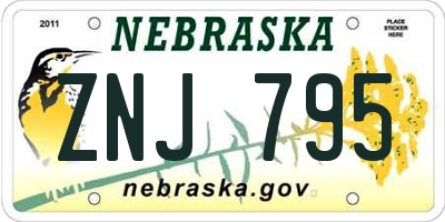 NE license plate ZNJ795