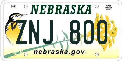 NE license plate ZNJ800