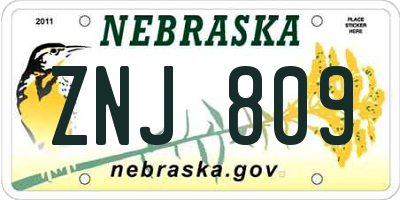 NE license plate ZNJ809