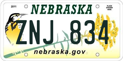 NE license plate ZNJ834