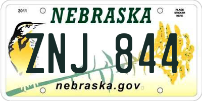 NE license plate ZNJ844