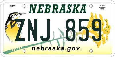 NE license plate ZNJ859