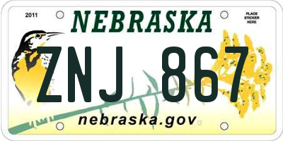 NE license plate ZNJ867