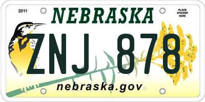 NE license plate ZNJ878