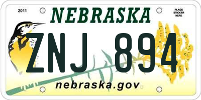 NE license plate ZNJ894