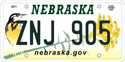 NE license plate ZNJ905