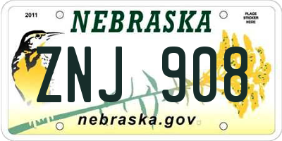 NE license plate ZNJ908
