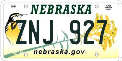NE license plate ZNJ927