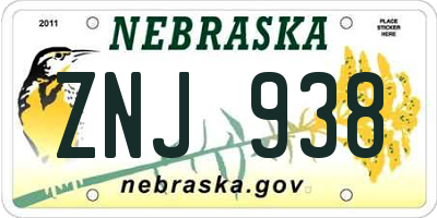 NE license plate ZNJ938