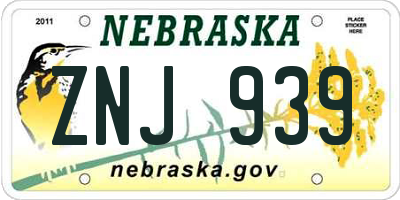 NE license plate ZNJ939