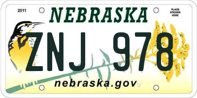 NE license plate ZNJ978