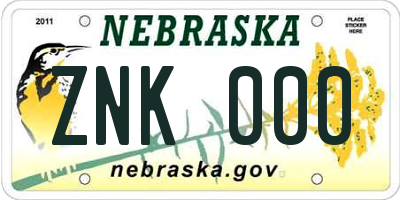 NE license plate ZNK000