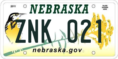 NE license plate ZNK021