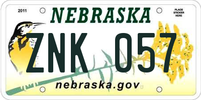 NE license plate ZNK057