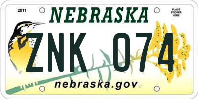 NE license plate ZNK074