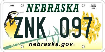 NE license plate ZNK097