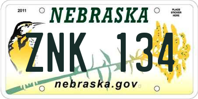 NE license plate ZNK134