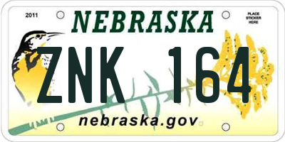 NE license plate ZNK164