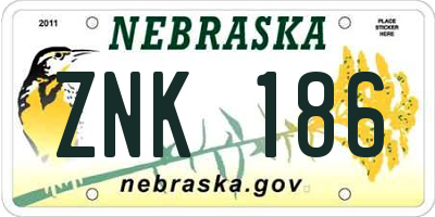 NE license plate ZNK186