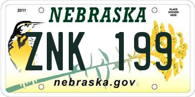 NE license plate ZNK199
