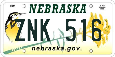 NE license plate ZNK516