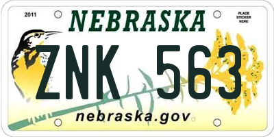 NE license plate ZNK563