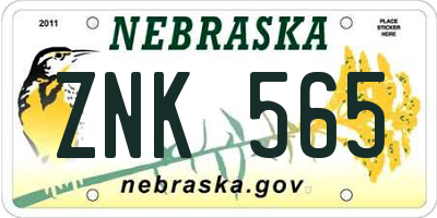 NE license plate ZNK565