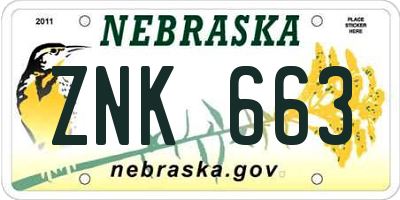 NE license plate ZNK663