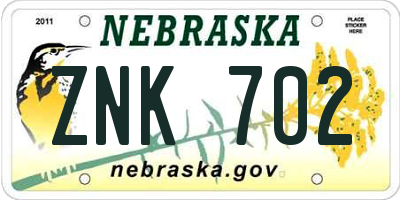 NE license plate ZNK702