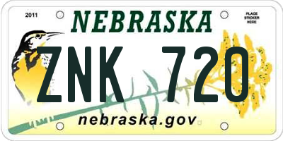 NE license plate ZNK720