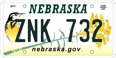 NE license plate ZNK732