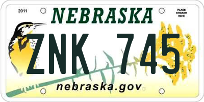 NE license plate ZNK745