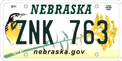 NE license plate ZNK763