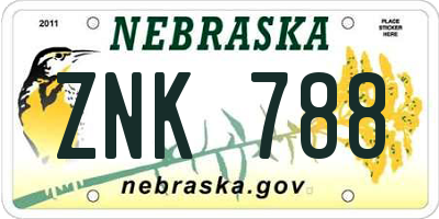 NE license plate ZNK788