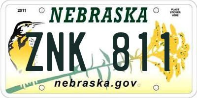 NE license plate ZNK811